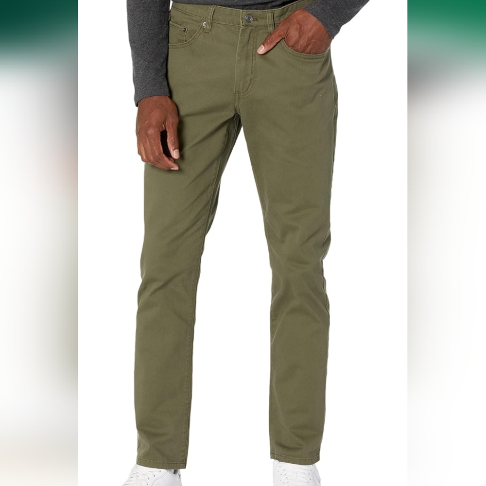 Amazon Essentials Men's Slim Fit Twill Pant in Olive Size 42